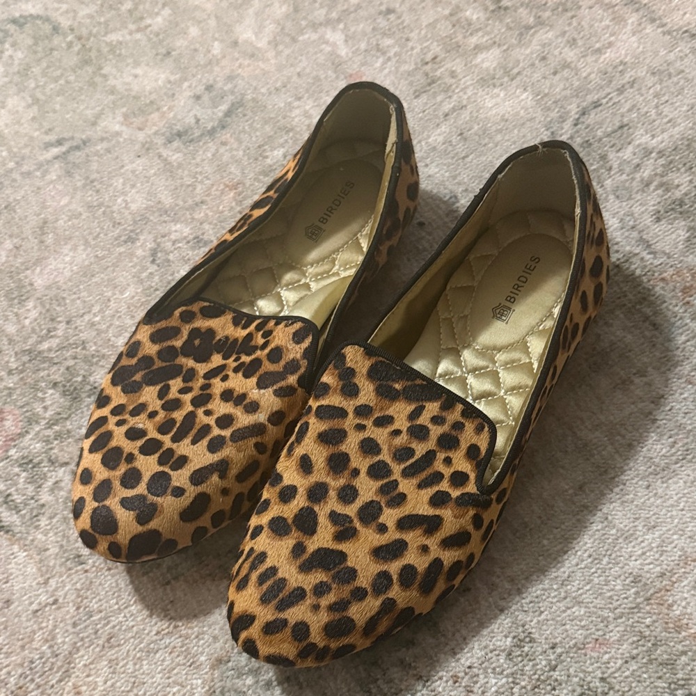 Birdies Leopard Print Flats in Tan and Black